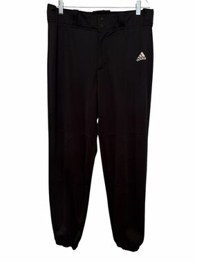 Adidas Baseball Pants Mens Sz M Black Climalite Snap Zip Athletic Sport Pockets
